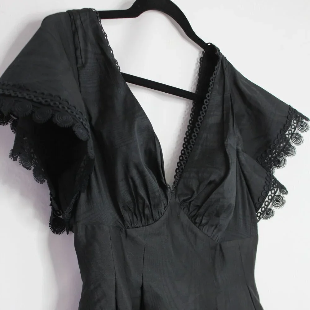 Sachin and Babi Sara Black V-Neck Gown Dress Size 4 - Picture 5 of 15